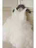 Ivory Organza Ruffled Flower Girl Dress Kid Tutu Dress